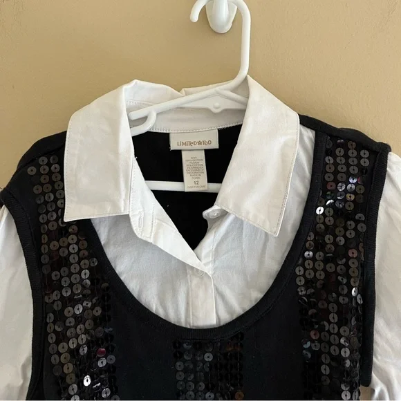 ⚫️LIMITED TOO: Girl size 12, 1/2 sleeve blouse w/sequins & detachable belt⚫️ - Picture 4 of 9